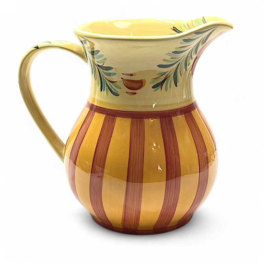 Gail Pittman Ceramic Serving Pitcher "Seina" Tuscan Style Pattern Vintage Decor